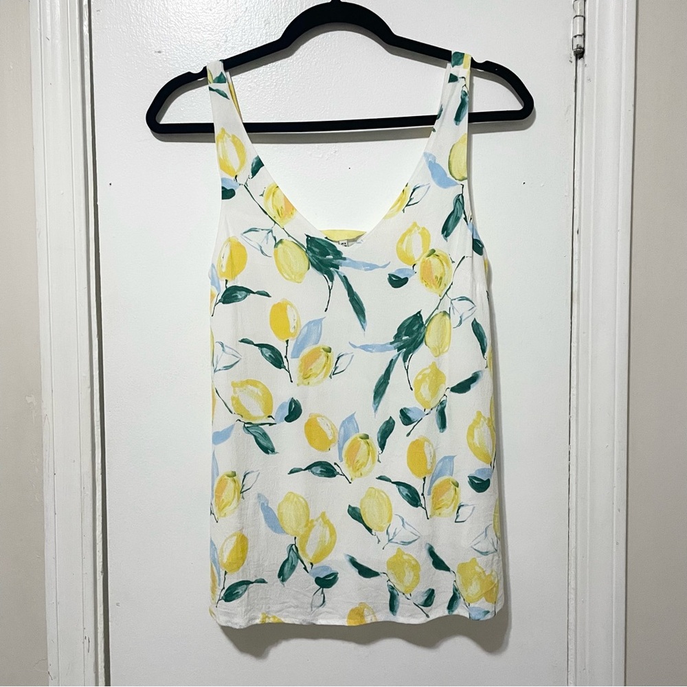 Joules White Tank Top with Yellow Lemon Print